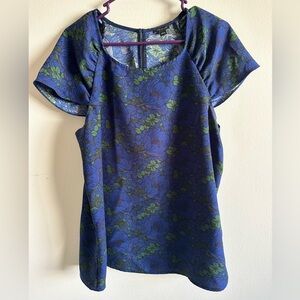 Ann Taylor Floral Cap Sleeve Blouse